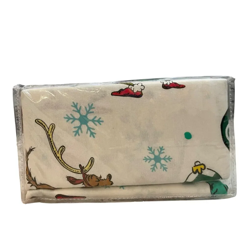 Dr. Seuss The Grinch FULL Flannel Sheet Set 4pc 100% Cotton Merry Grinchmas NEW